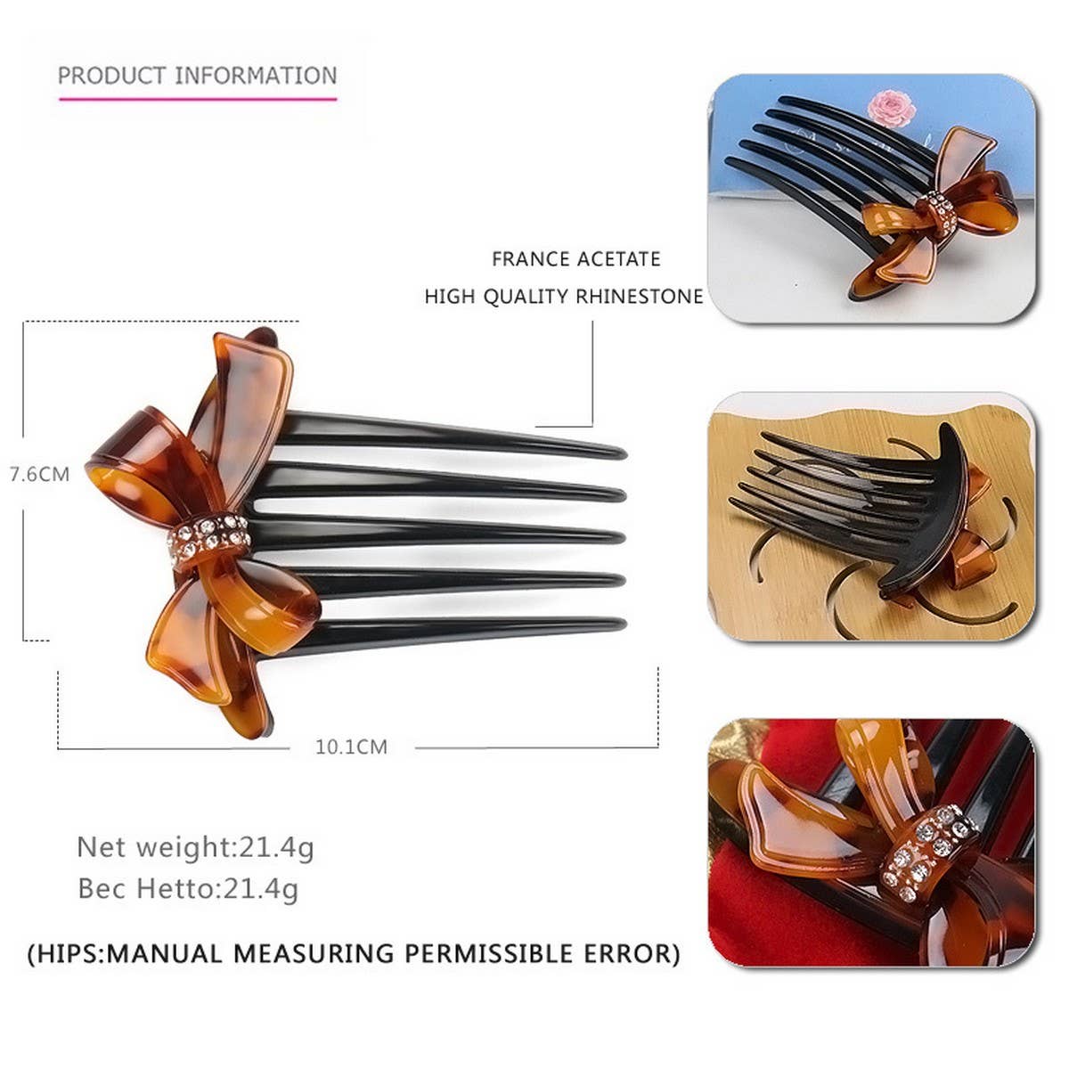 ACETATE BOW COMB HAIRPIN HAIR COMB HAIR FORK_CWAHA4204