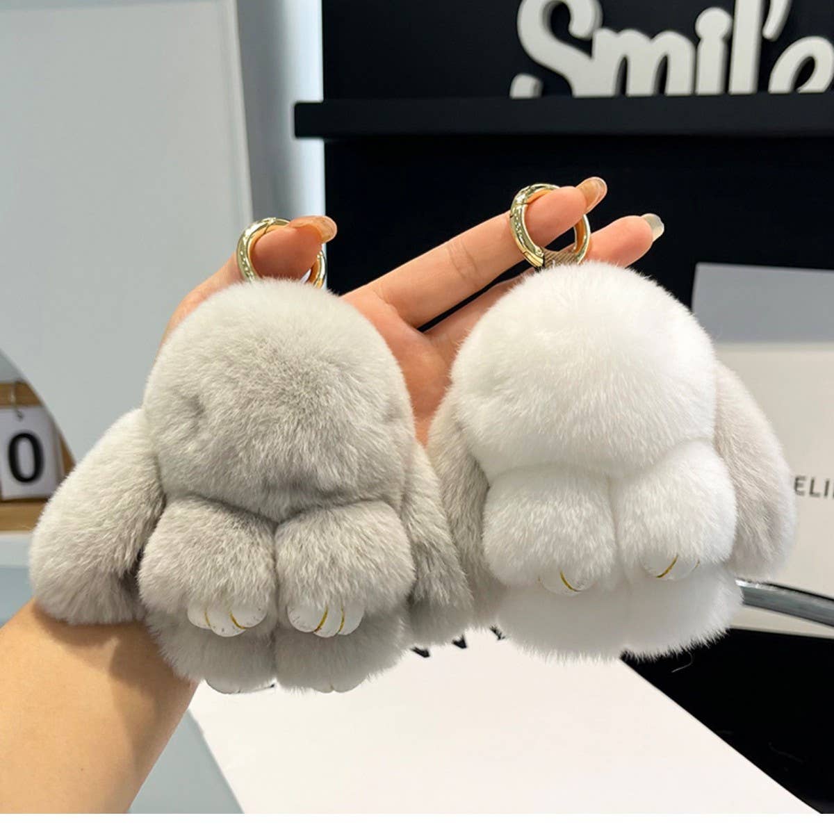 NEW MINI CUTE PLUSH BUNNY CAR KEYCHAIN PENDANT