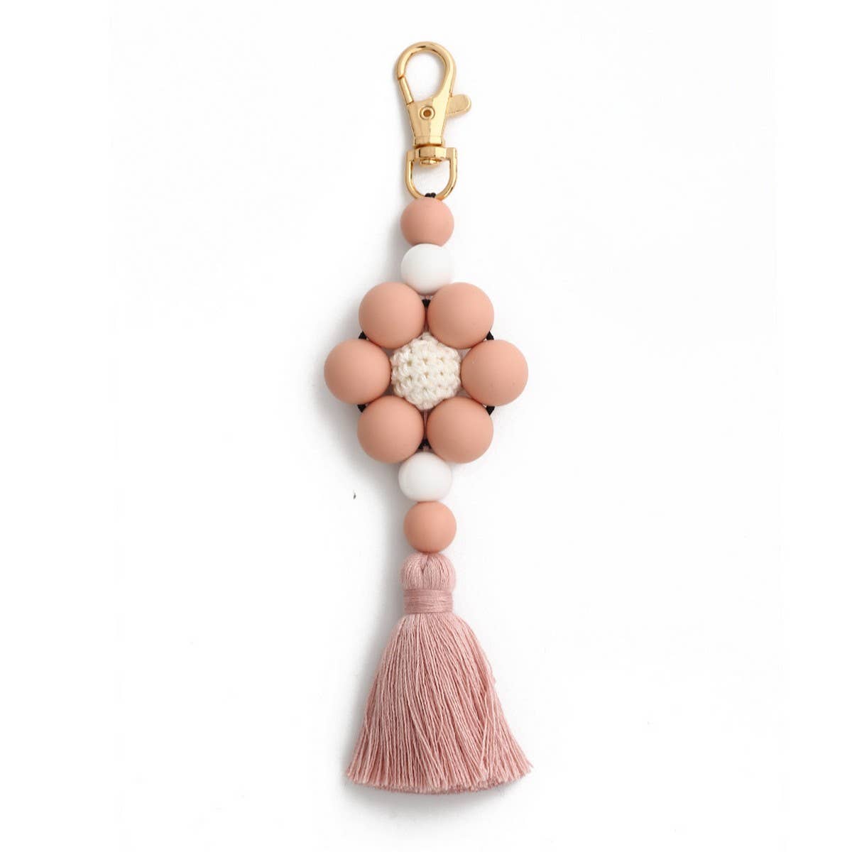 Beaded Tassel Bag Charm Creative Silicone Keychain_CWMM6864