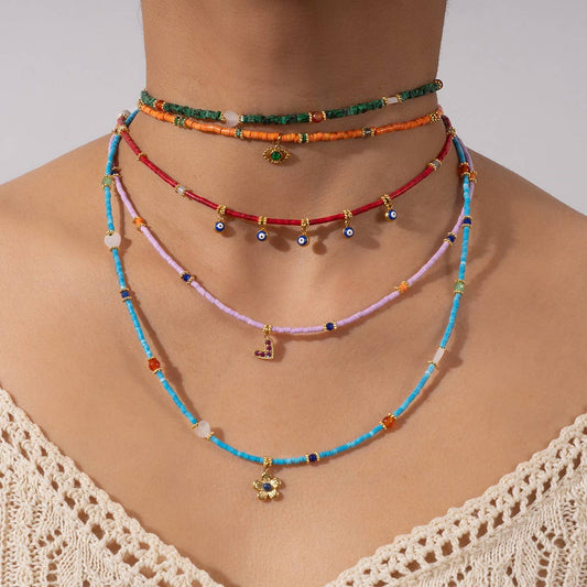 Original Natural Stone Necklace with Steel Pendant_CWMM8832