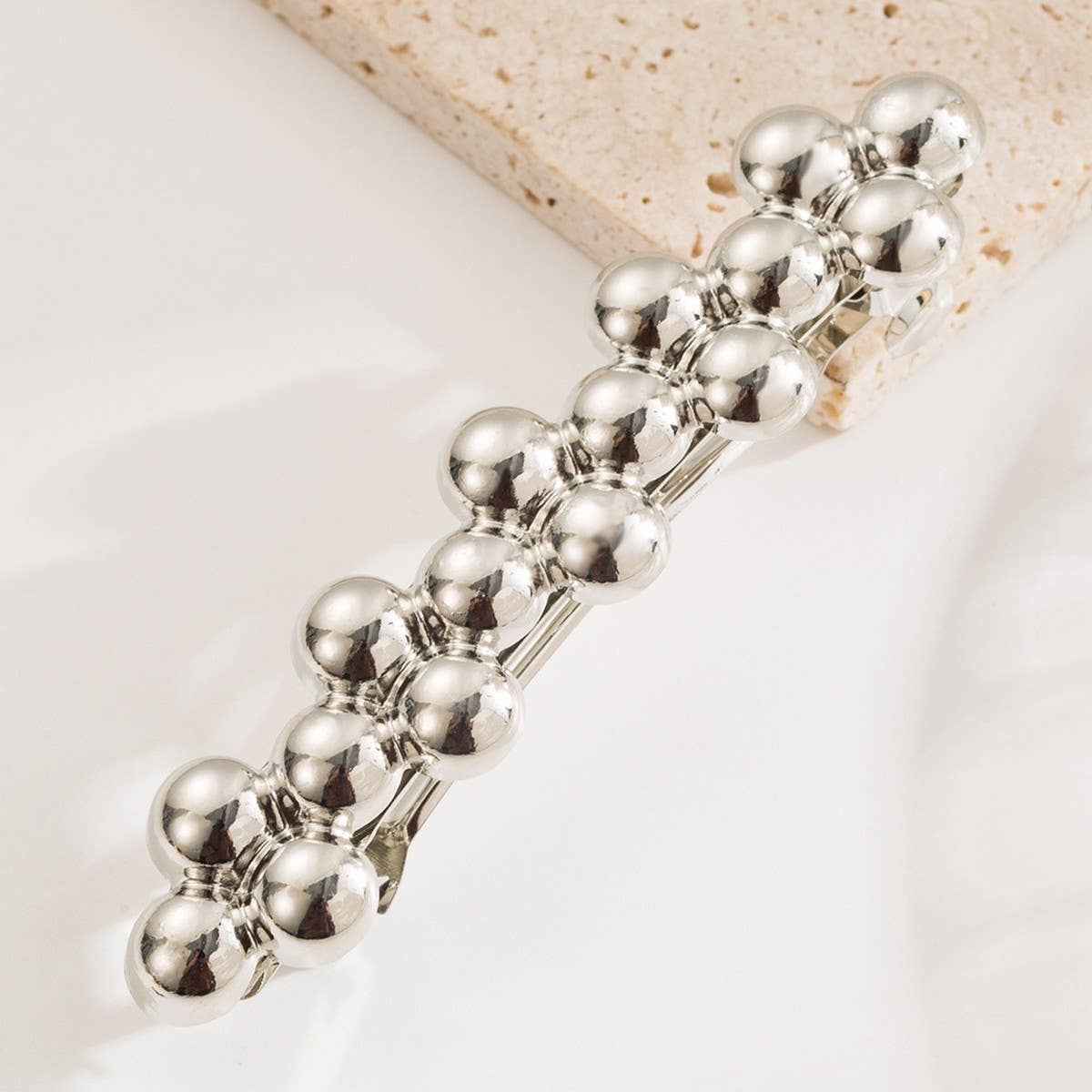 New Metal Geometric Twist Bead Spring Hair Clip