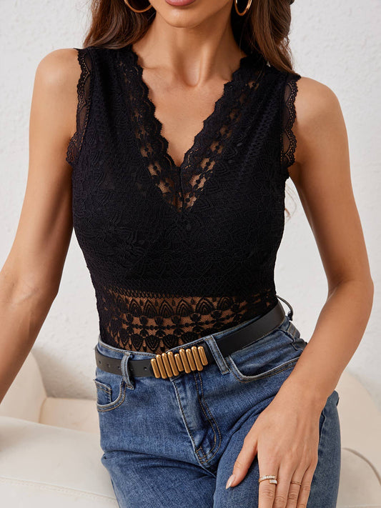 V-neck lace patchwork lace fashion vest