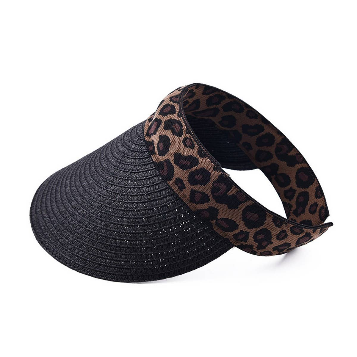 SUMMER NEW LEOPARD PRINT SUN PROTECTION STRAW HAT_CWAH1228