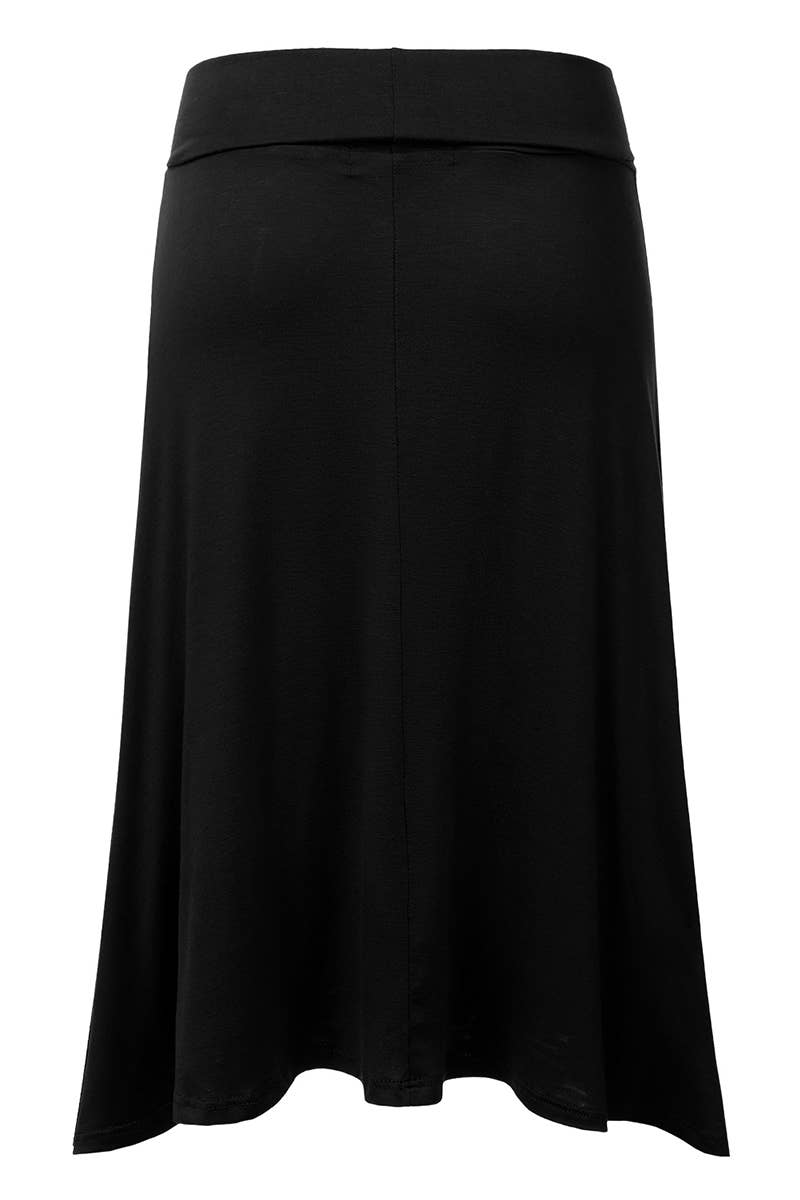 AWBMS204_High Waist Elastic Flared Midi Skirt