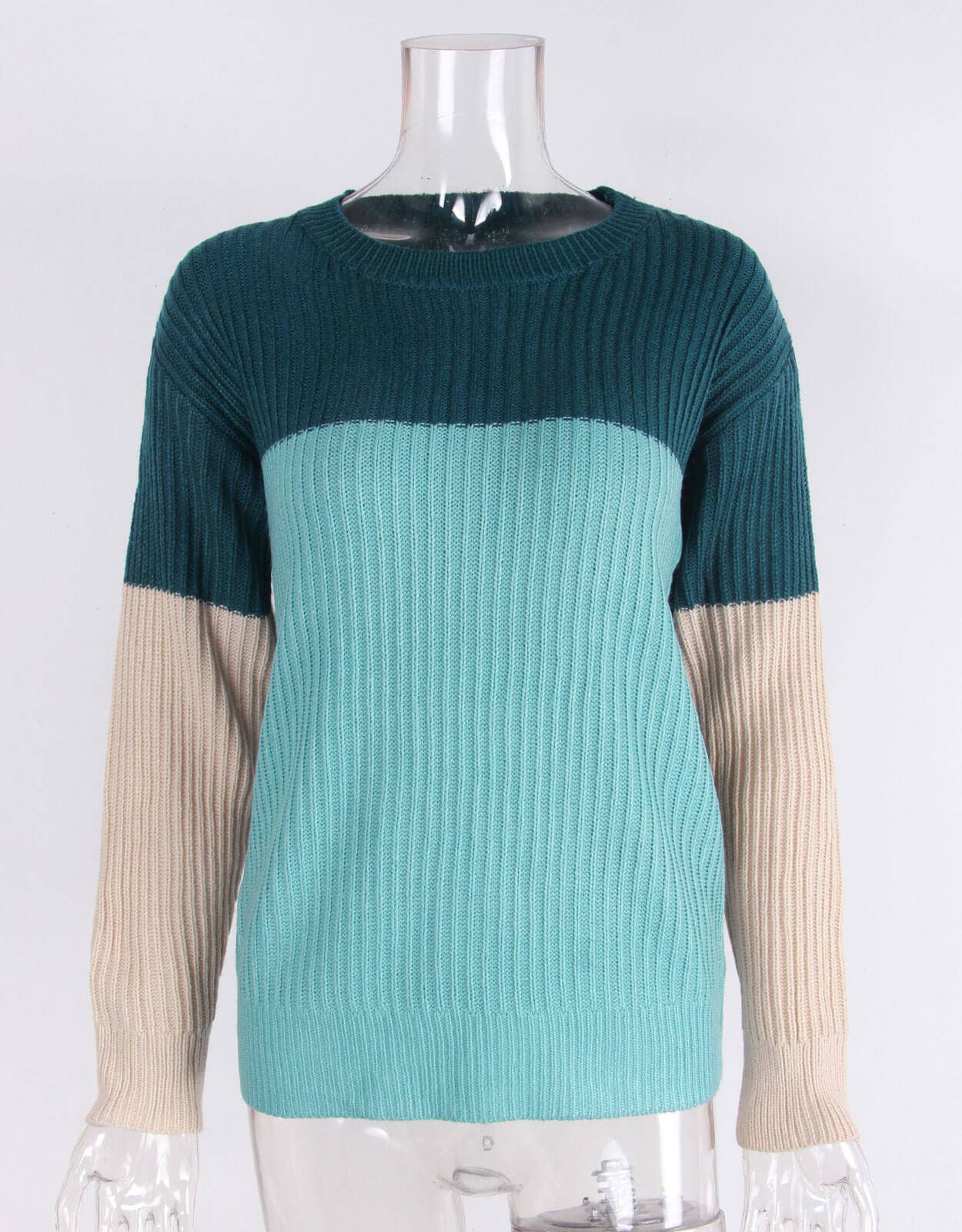 TEMPERAMENT LOOSE PATCHWORK LONG SLEEVE KNITWEAR