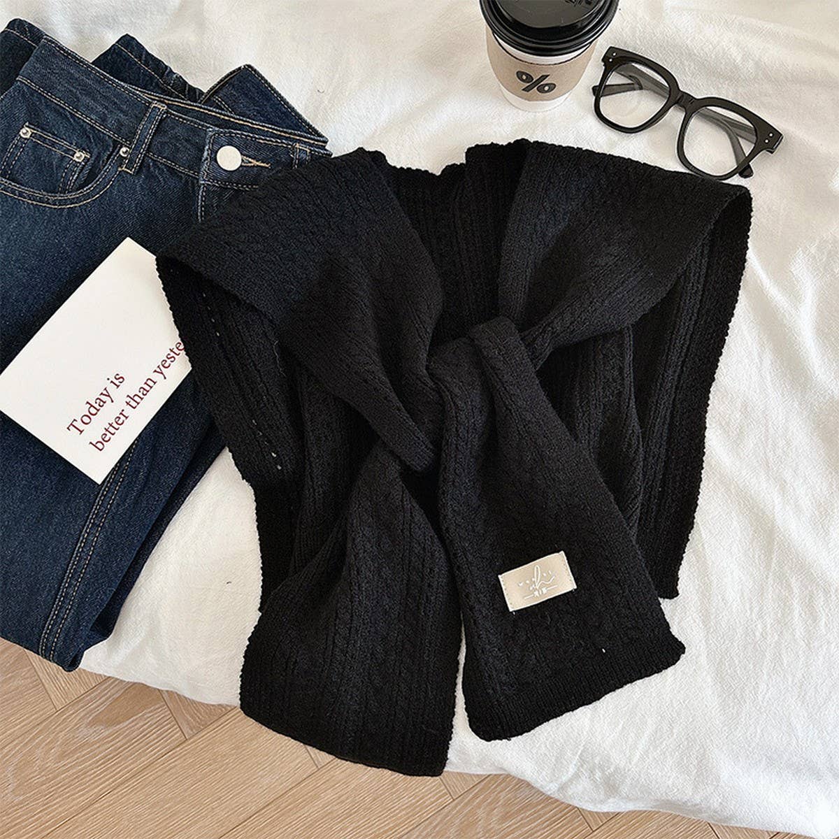 CWMM10402_SOLID KNIT SHAWL CAPE SCARF FOR WOMEN