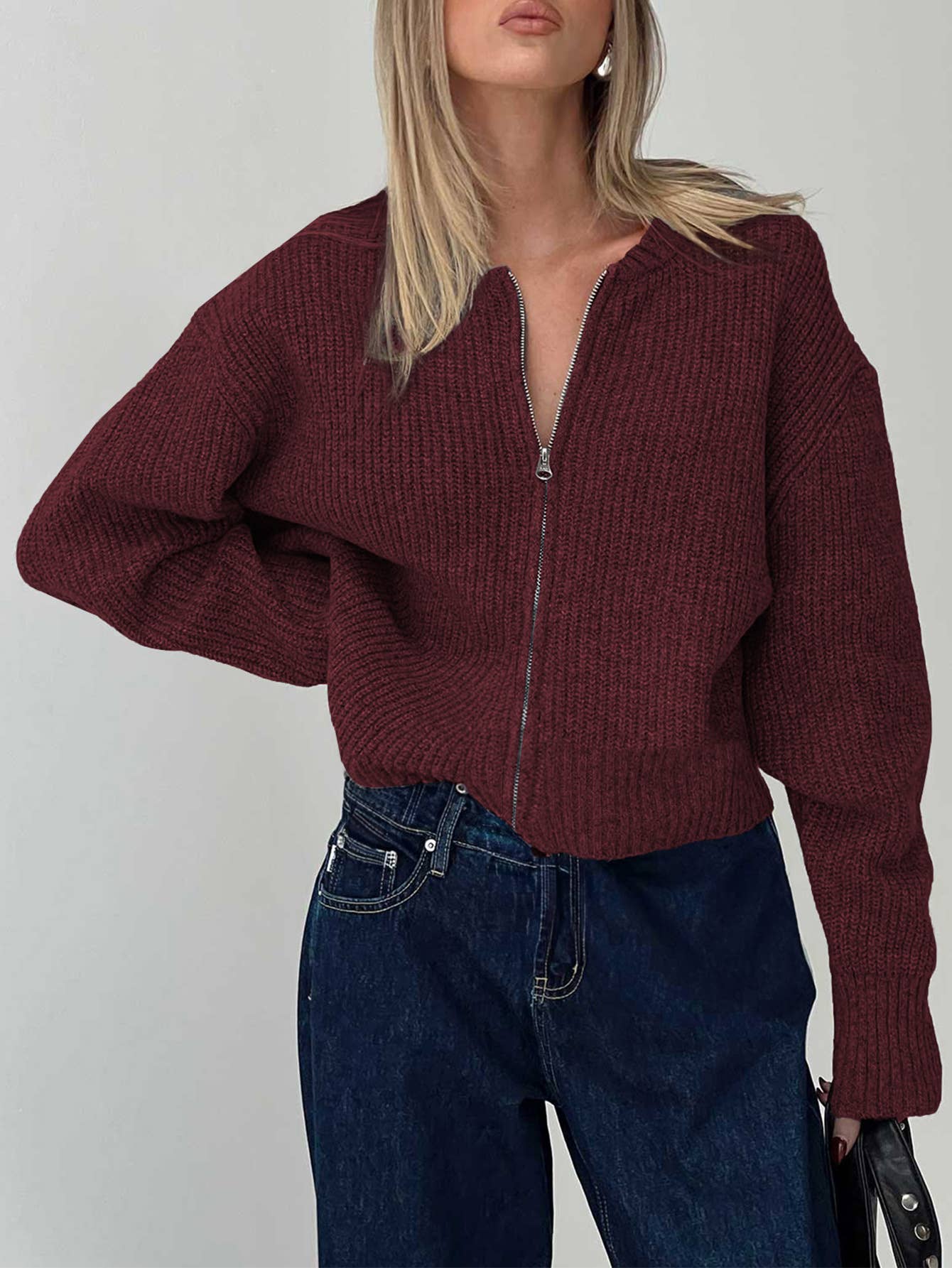 Leisure contracted within long-sleeved Cardigan