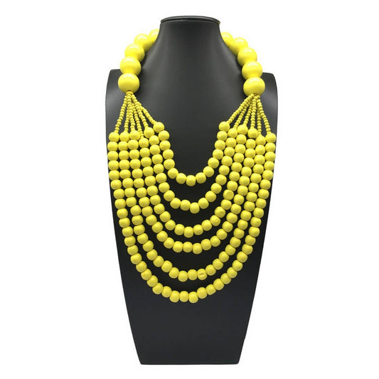 ETHNIC STYLE MULTI-LAYER WOODEN BEADS NECKLACE_CWMM4979