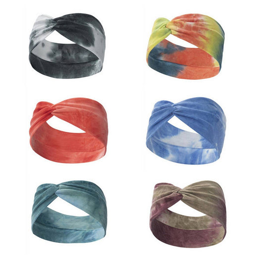 CWAHA6426_NEW STYLE KNOTTED CROSS WIDE ELASTIC HEADBAND