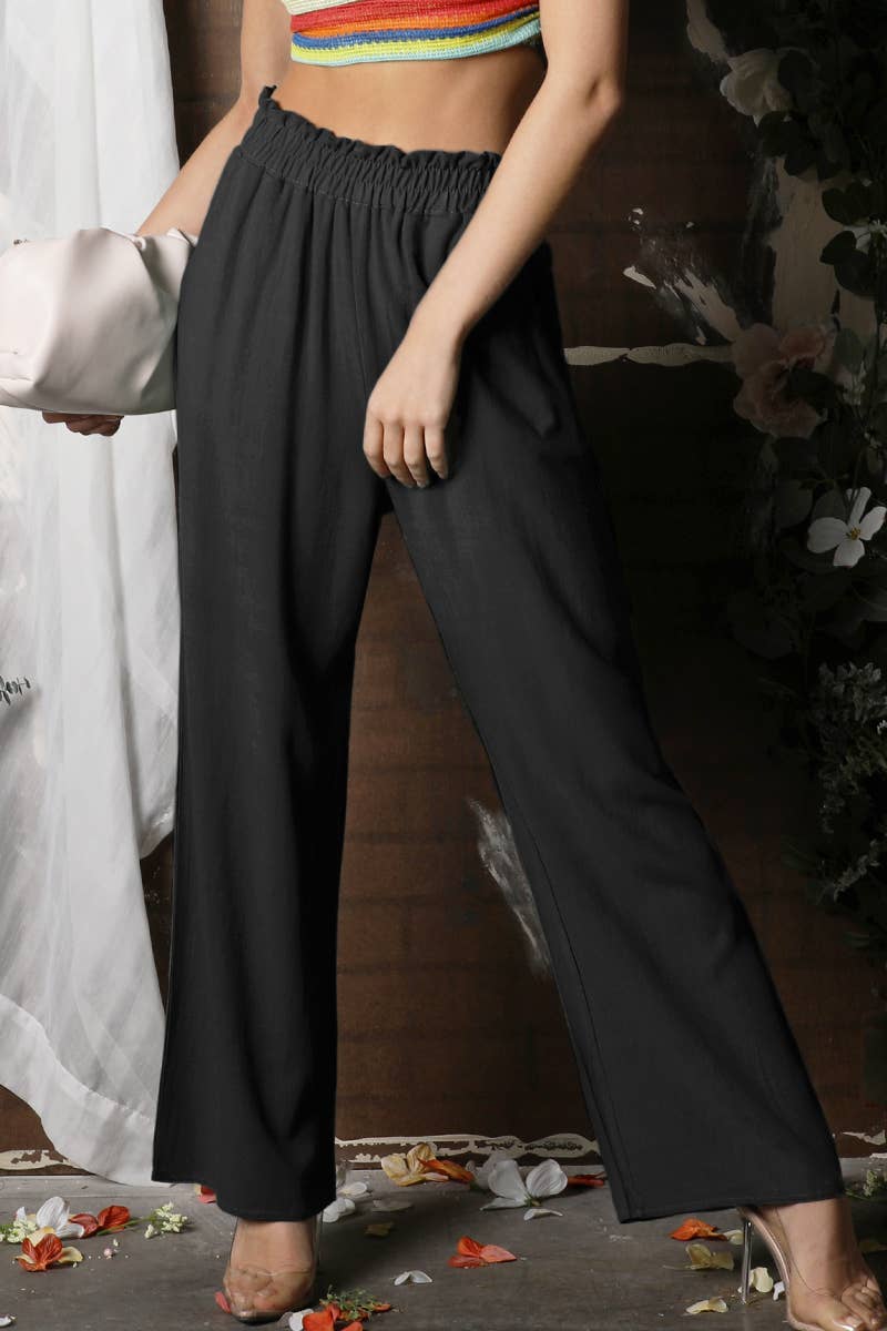 CWBLP267_EASY PULL ON COTTON WITH SIDE POCKET LINEN PANTS