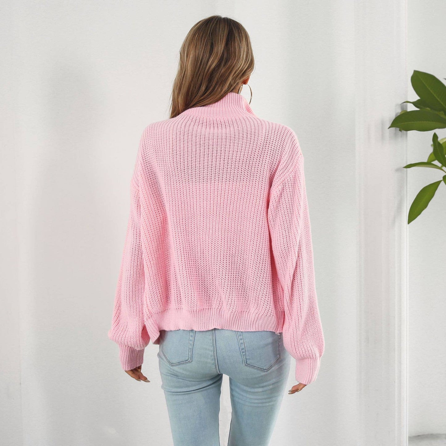 Turtleneck knitted cardigan long-sleeved jacket