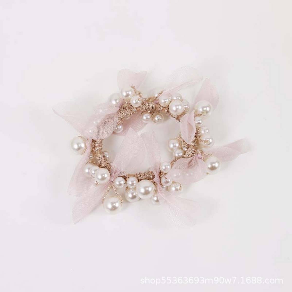Elegant Lace Pearl Hair Tie Bun Ponytail Band