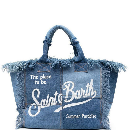 FASHION PRINT DENIM TOTE BAG WITH TASSEL_CWAB1946