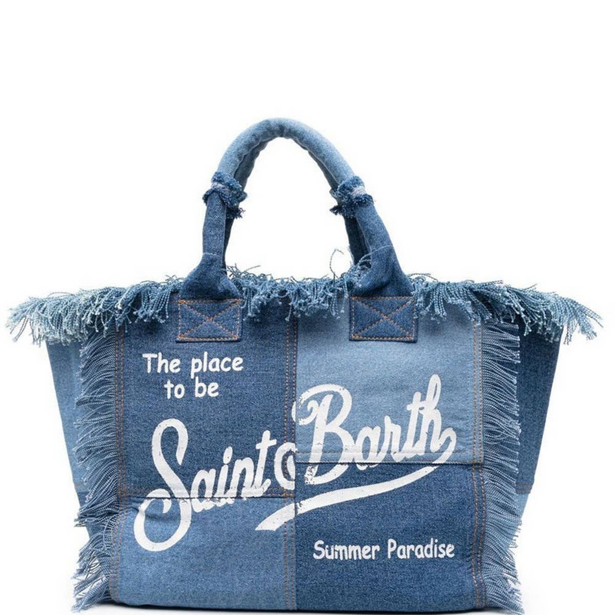 FASHION PRINT DENIM TOTE BAG WITH TASSEL_CWAB1946