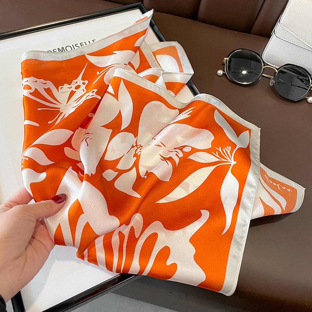 Floral Scarf for Women, Elegant Gift Square Wrap