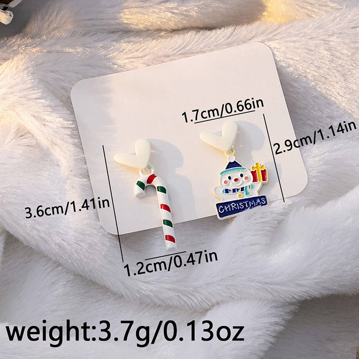 CHRISTMAS ELK BELL BOW ASYMMETRICAL EARRINGS