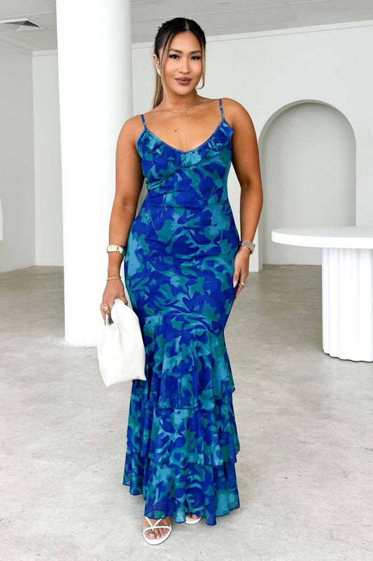 CWDMD5572_SPAGHETTI STRAP LACE TRIM SLIM FIT MAXI DRESS