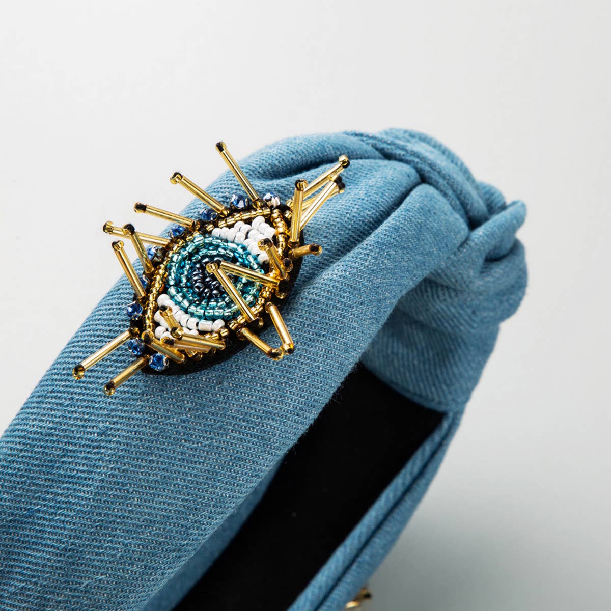 FASHIONABLE EVIL EYE DENIM HEADBAND