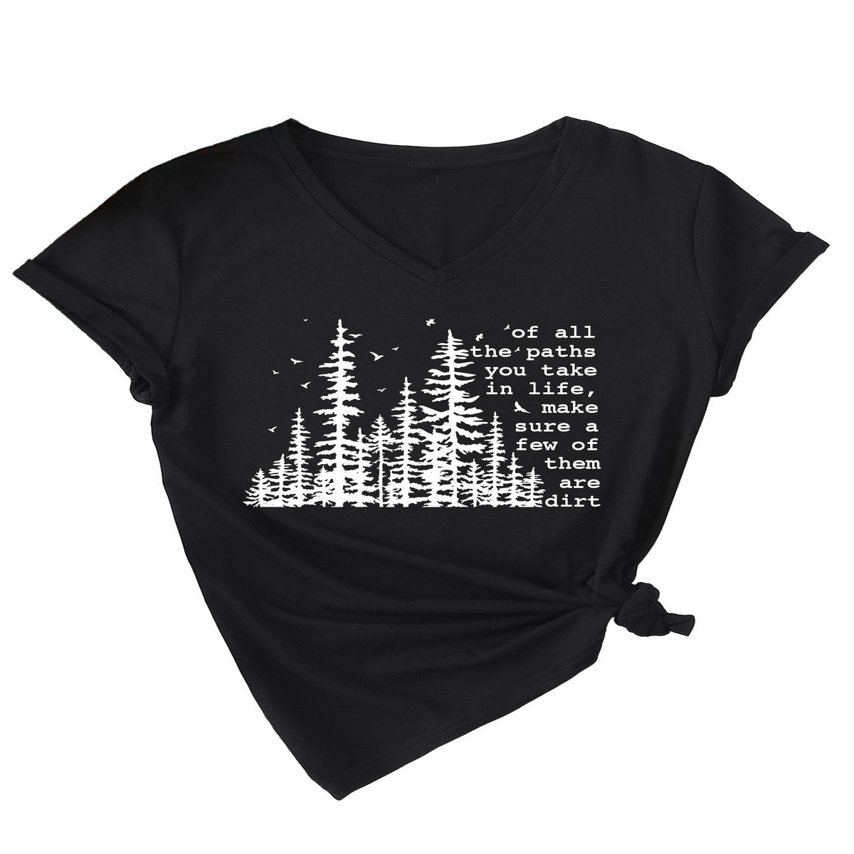 Summer V-Neck Short Sleeve Printed Tee