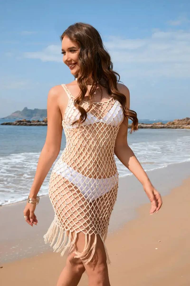 CWDSD7358_SPRING AND SUMMER SEXY TASSEL BEACH COVER-UP