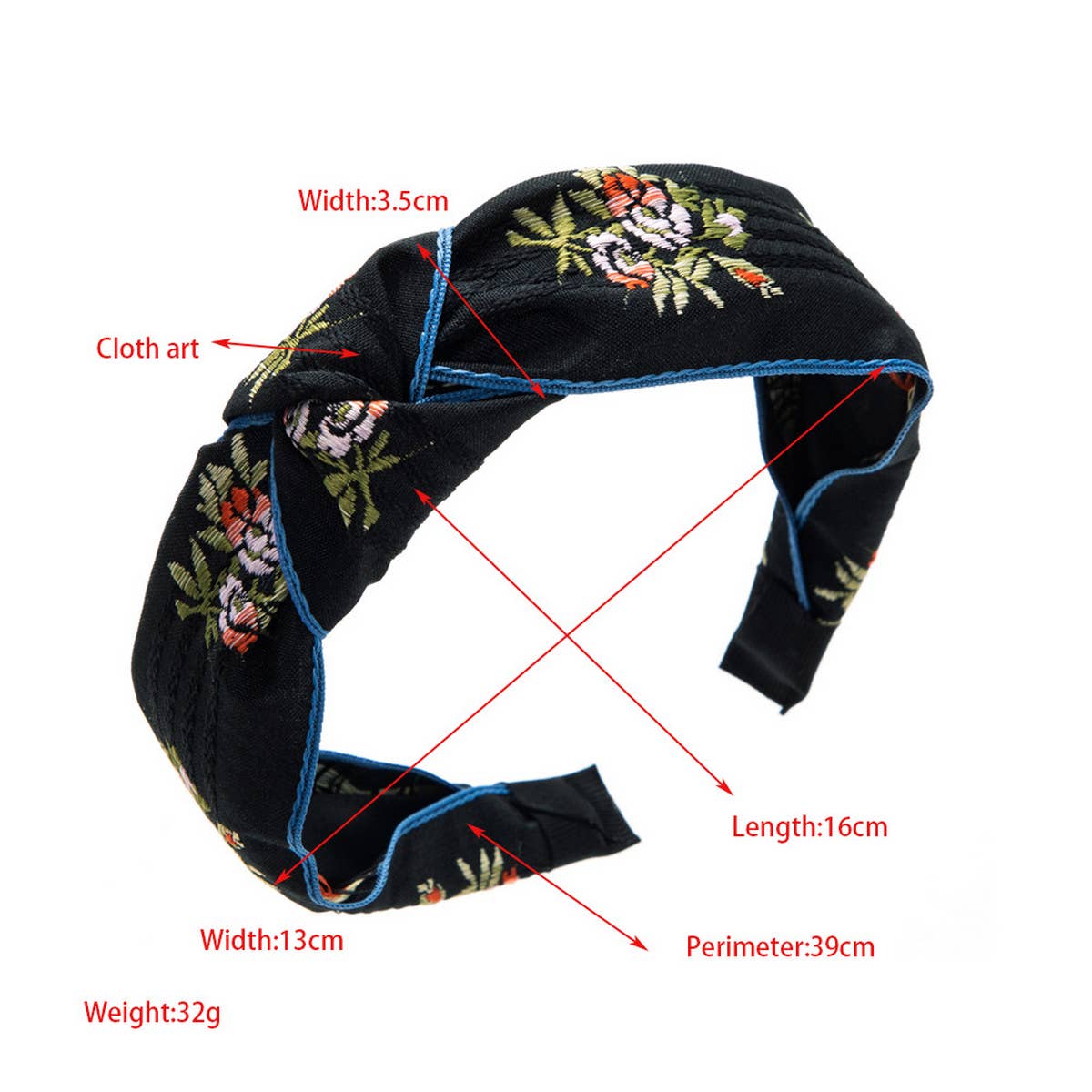 WOMEN NEW CROSS EMBROIDERY HEADBAND