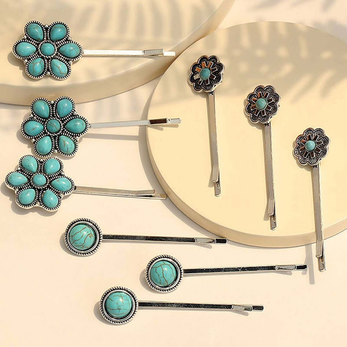 Turquoise Stone Hair Clip, Vintage Side Bang Pin