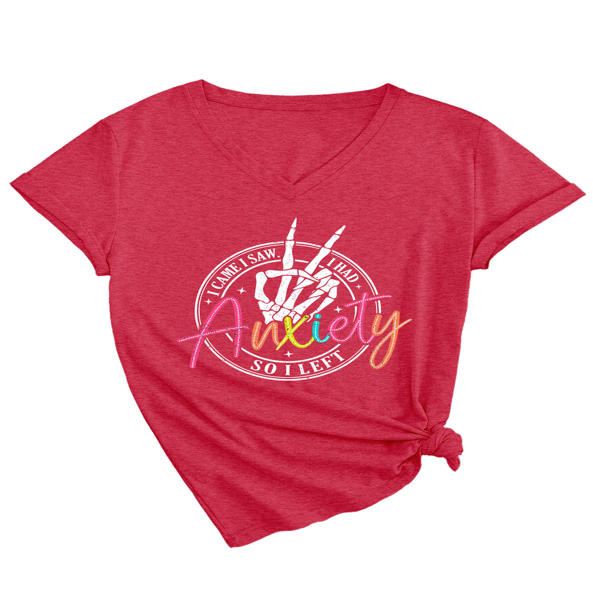 Trendy V-Neck Tee ? I Came I Saw Print