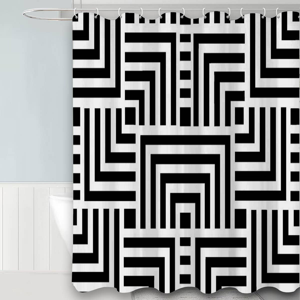 SIMPLE GEOMETRIC WATERPROOF SHOWER CURTAIN_CWMM1796
