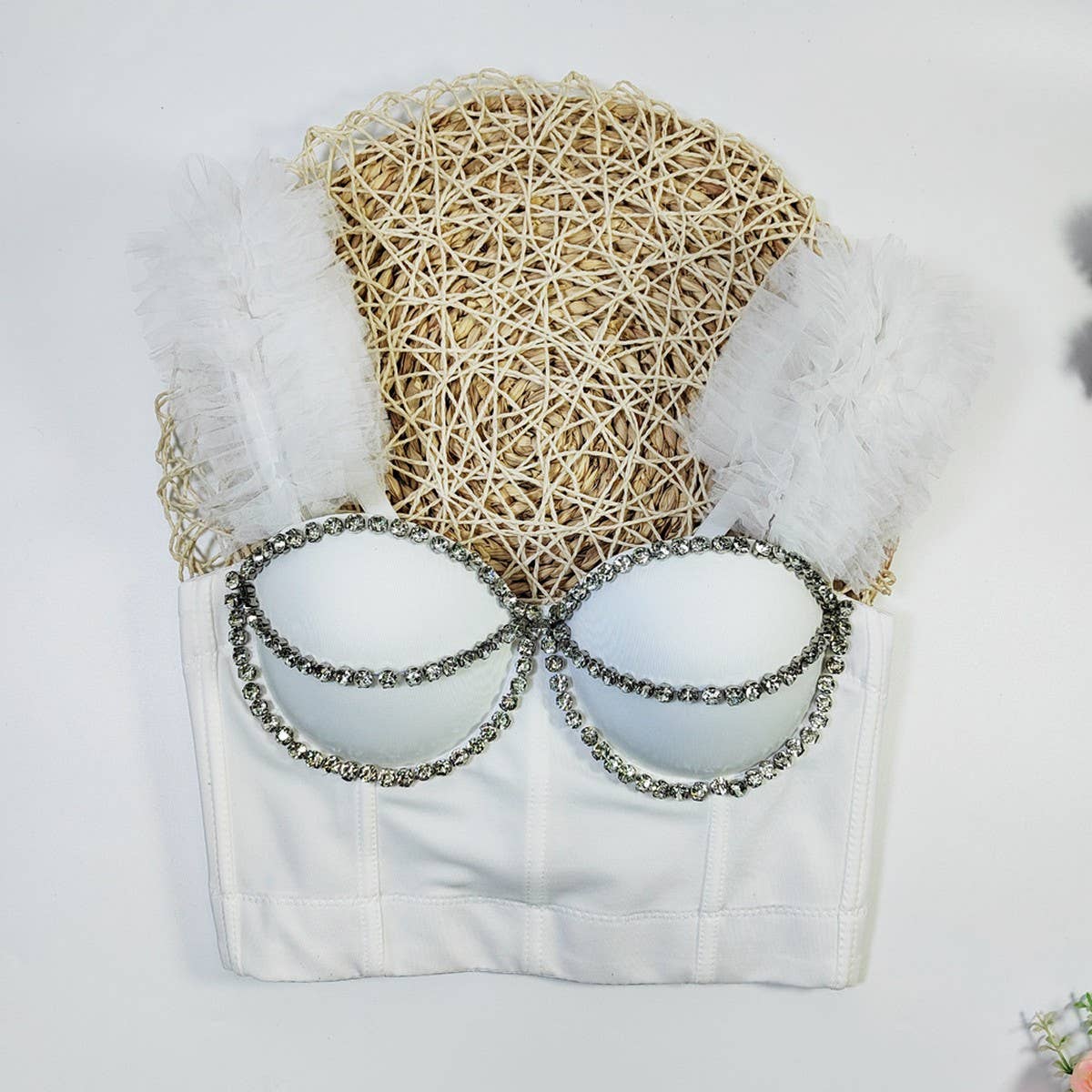 SWEET RUFFLE FITTED HERRINGBONE CORSET