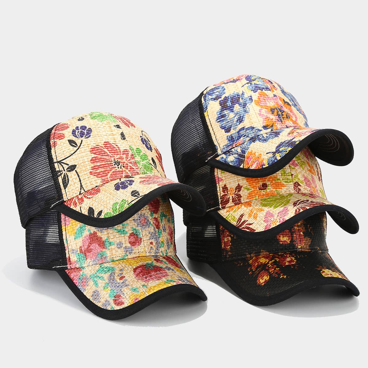 Stylish Floral Straw Cap, Unisex Summer Sun Hat CWAH1576