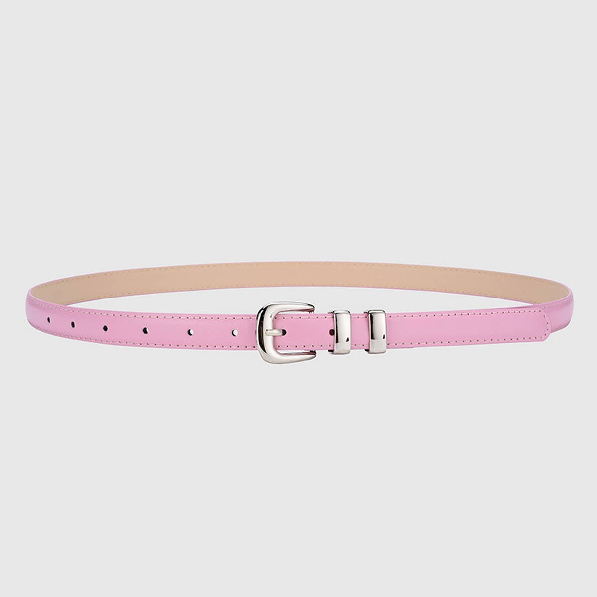 CWABE0877_SIMPLE SILVER BUCKLE DECORATIVE THIN BELT