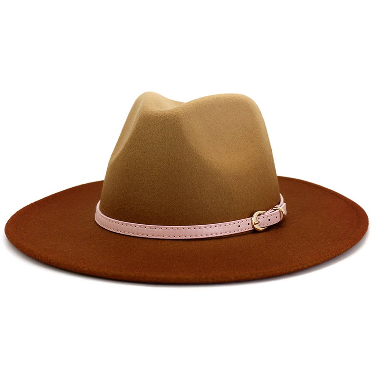 WOMEN MINIMALIST WARM COLOR MATCHING PANAMA HAT_CWAH0713