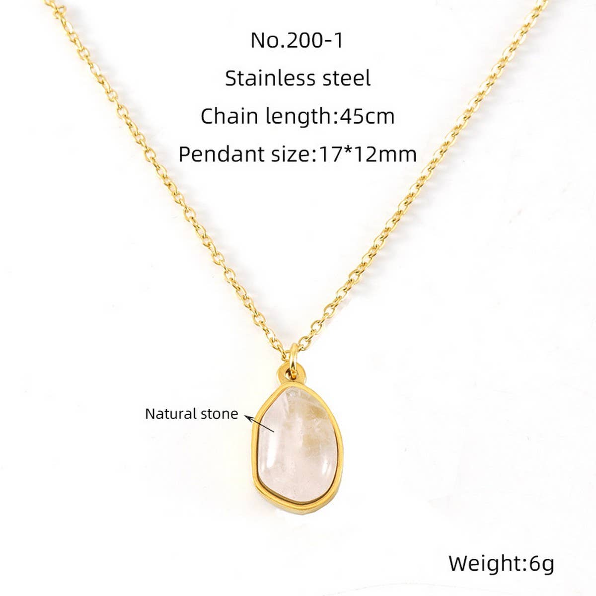 Irregular natural stone titanium steel clavicle chain