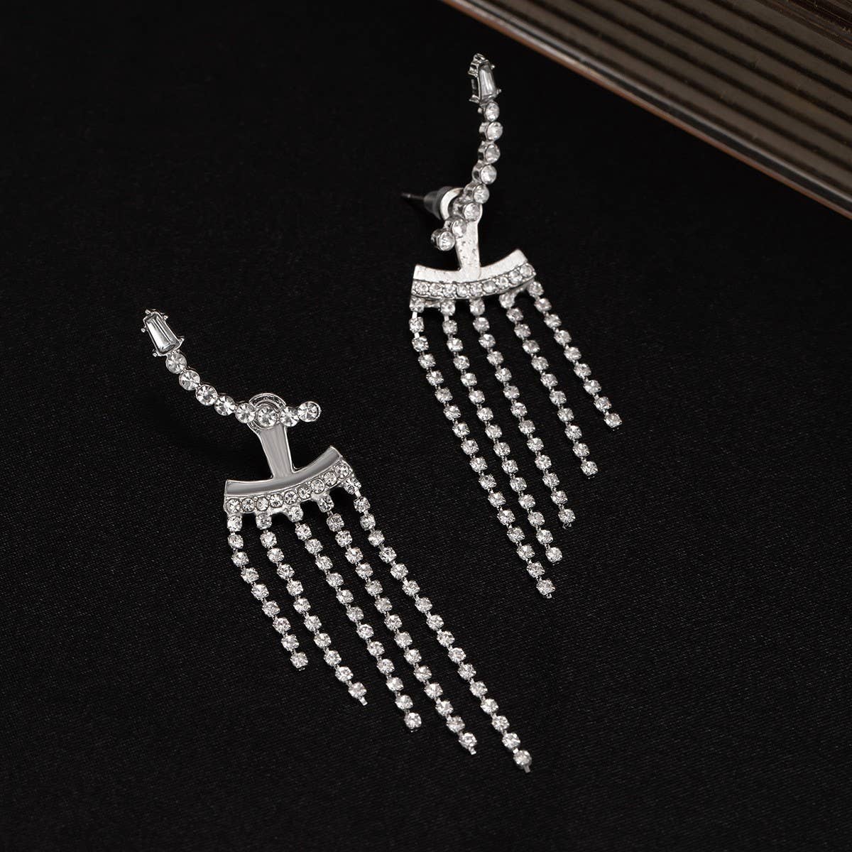 FRENCH STYLE TASSEL RHINESTONE EARRINGS
