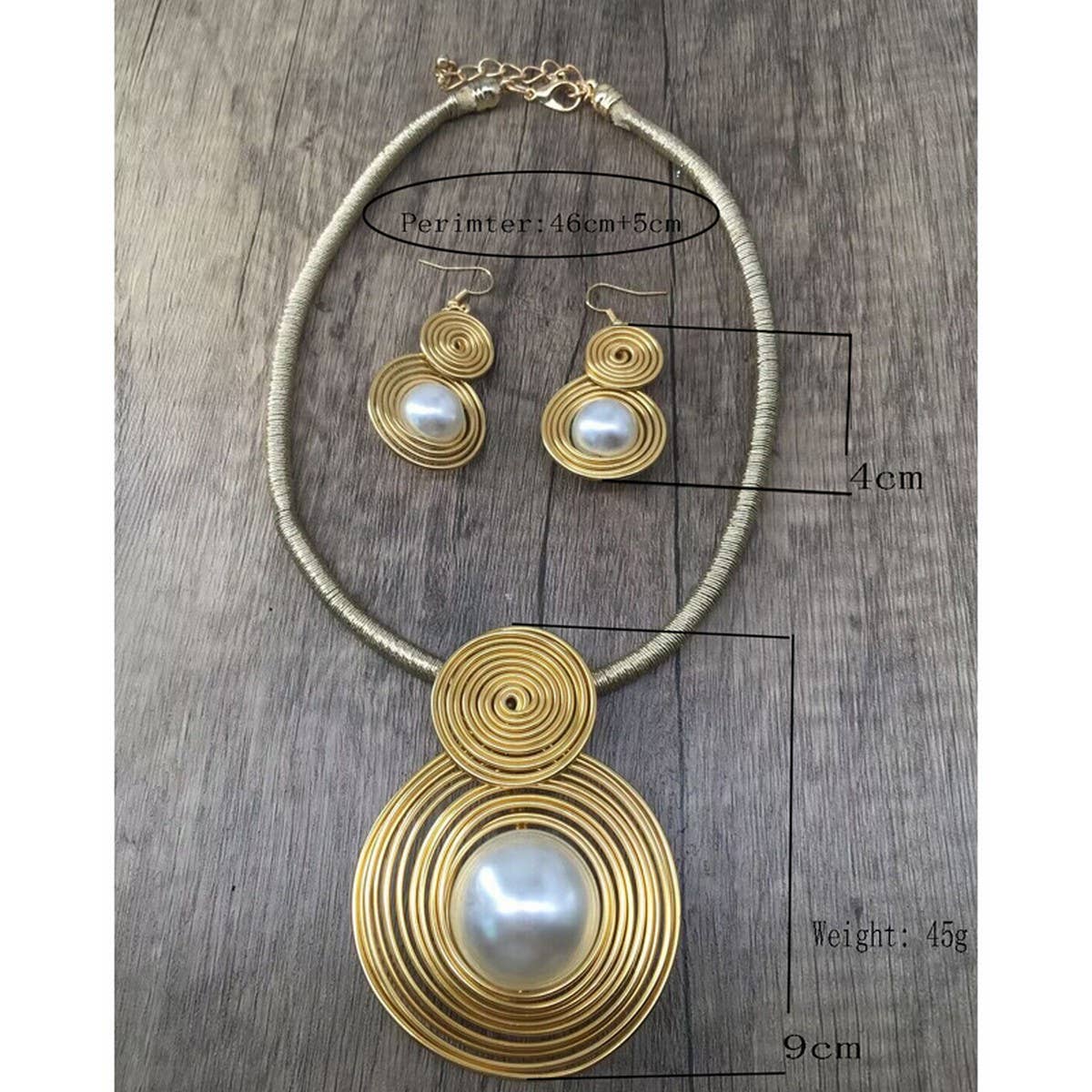 HAND-WOVEN IMITATION PEARL NECKLACE EARRING SET