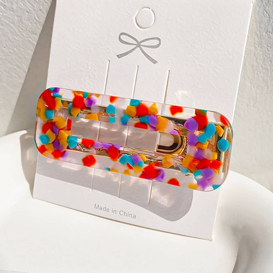 Colored polka dot square acetate plate hair clip