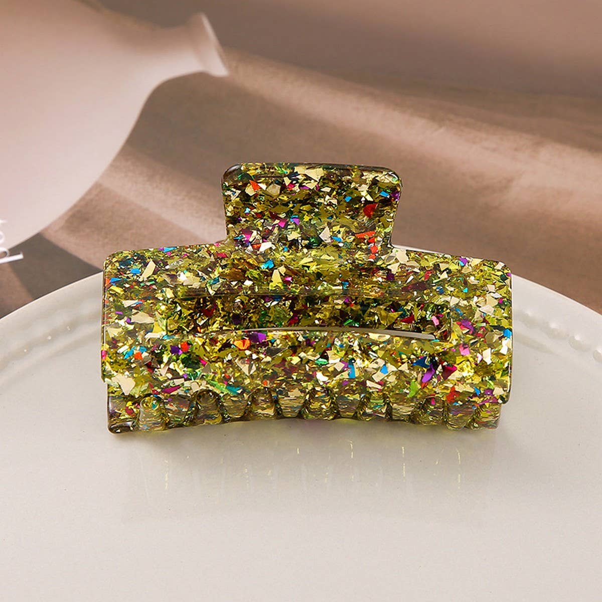 Acrylic Square Sequin Hollow Hair Claw_CWASC2488