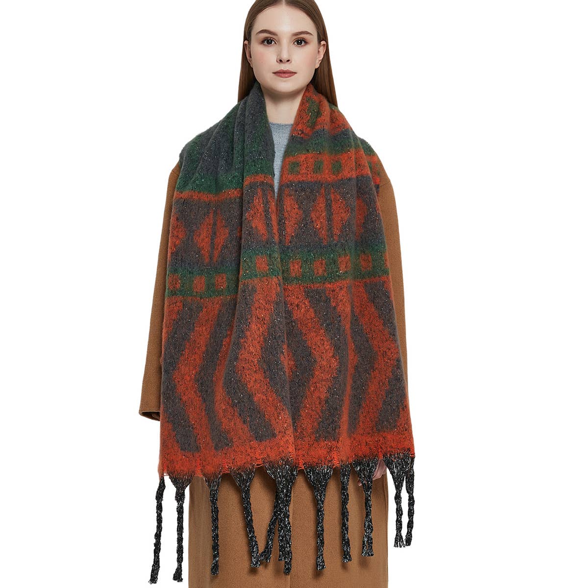Faux Mohair Tassel Shawl ? Thick Winter Wrap