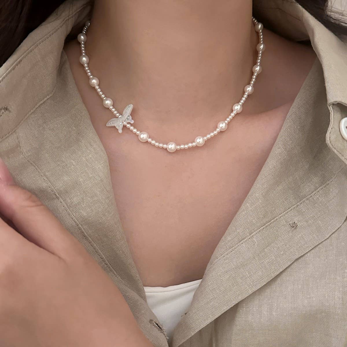 NEW HIGH-END PEARL BUTTERFLY NECKLACE FOR WOMEN