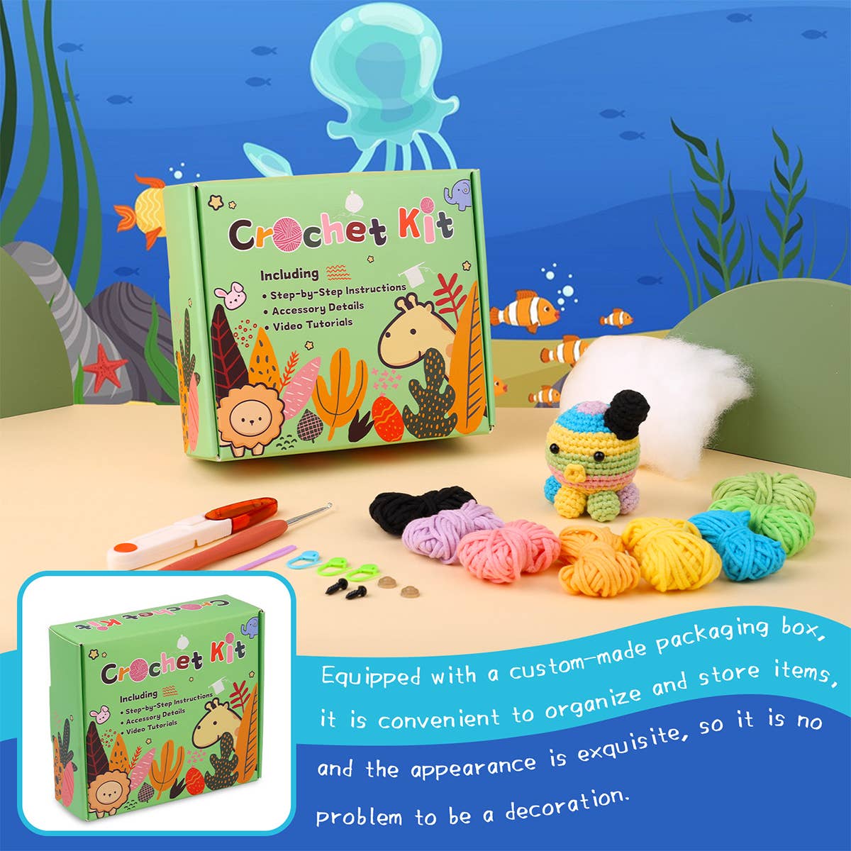 HANDMADE DIY OCTOPUS CROCHET MATERIAL KIT