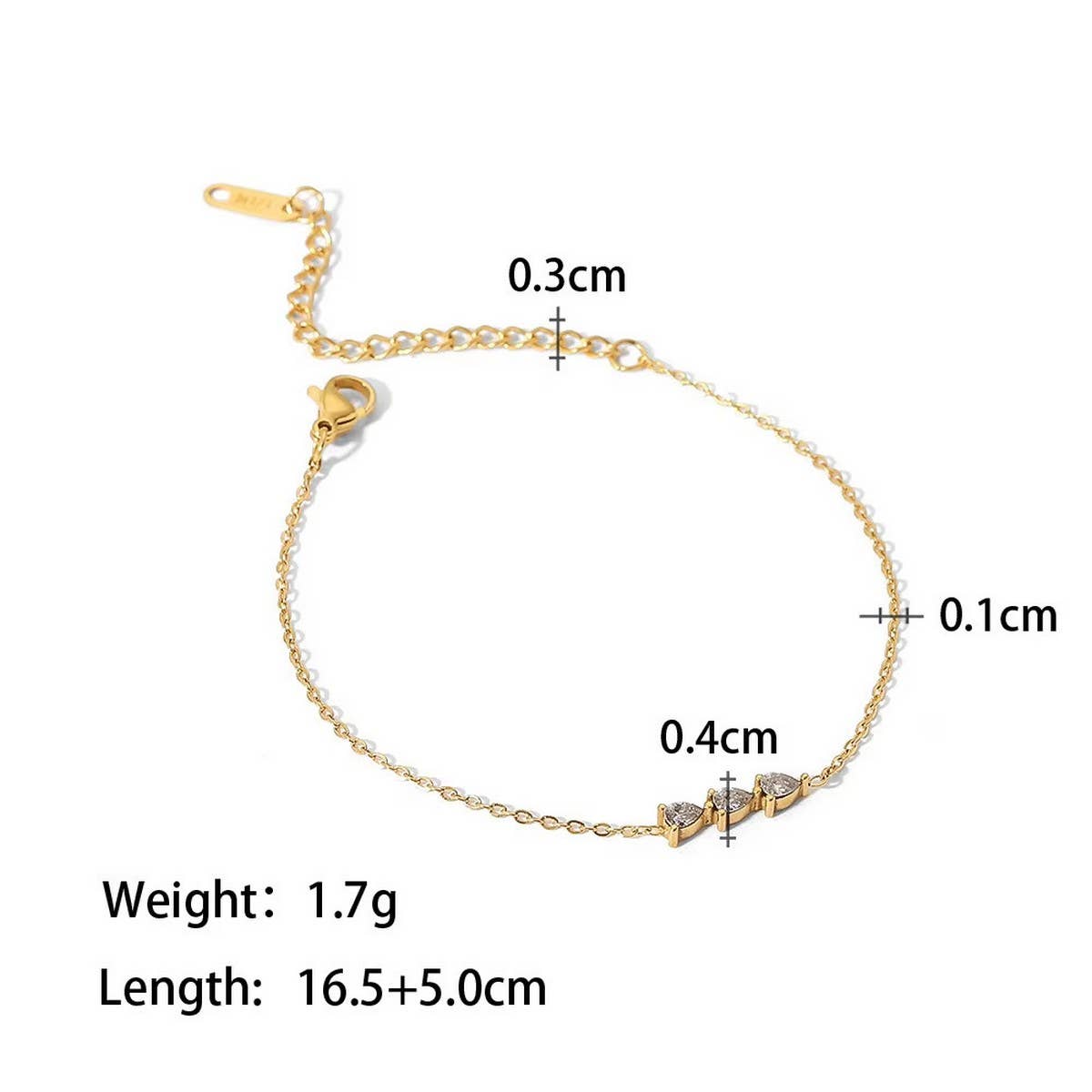 Zircon & Pearl Chain Bracelet in Stainless Steel_CWAJE4658