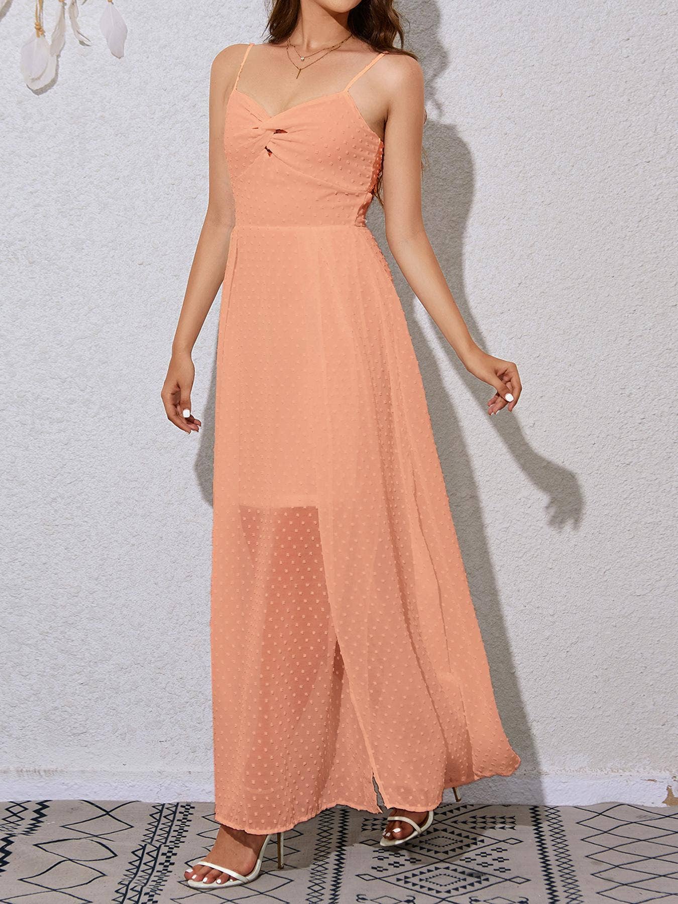 Solid color sheer mesh off-the-shoulder dress