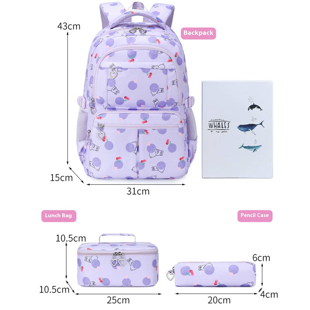 Waterproof Backpacks for School Girls ?3-Piece Set_CWAB5381