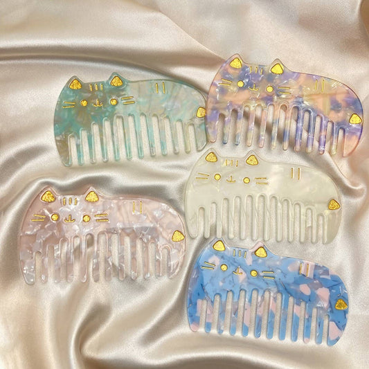 Cat Acetate Wide ToothComb Retro AntiStaticHairComb_CWMM6439
