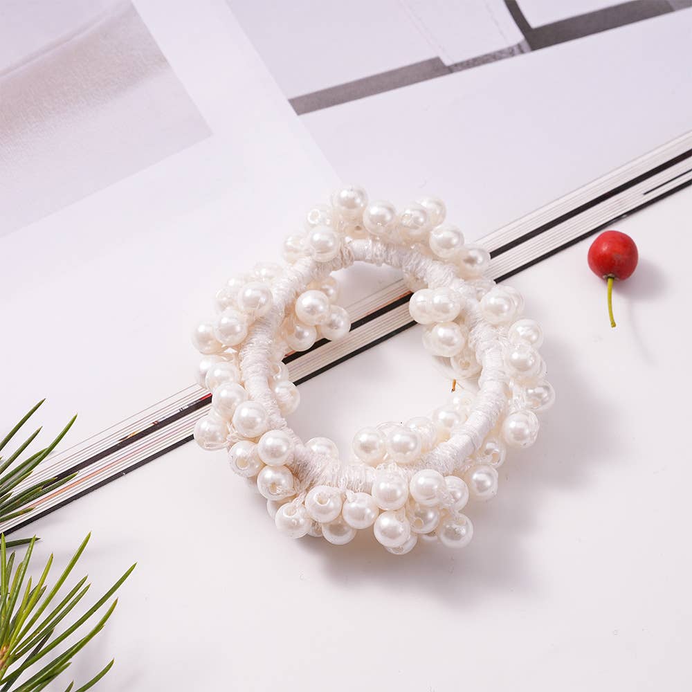 PEARL HAIR TIES SCRUNCHIE STRETCH HAIR ROPE_CWAHA0130