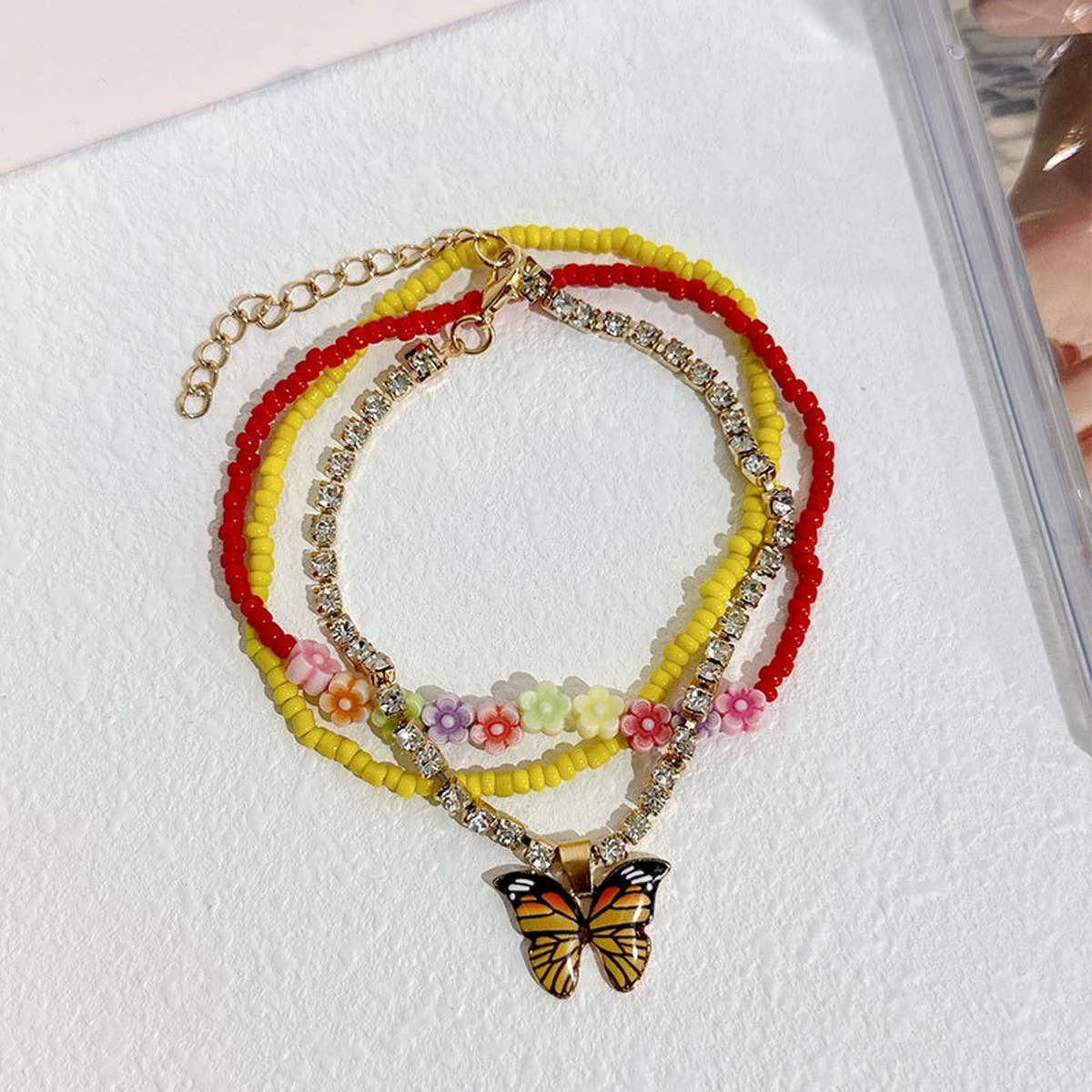 Boho Butterfly & Flower Anklet Set ??Handmade_CWMM6358