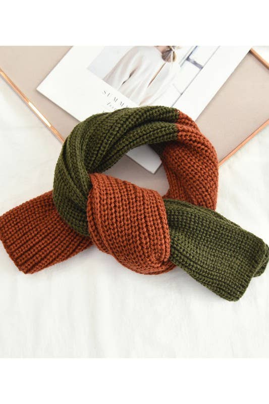 Yarn Knit Colorblock Scarf - Cozy Neck Wrap_CWASC0052