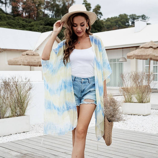 STRIPE PRINT KIMONO FOR WOMENS_CWASC0777