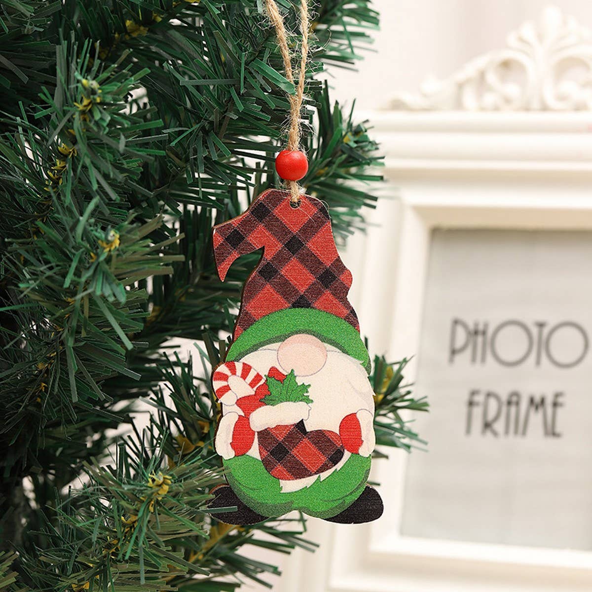 CHRISTMAS DECORATIONS PAINTED WOODEN PENDANTS