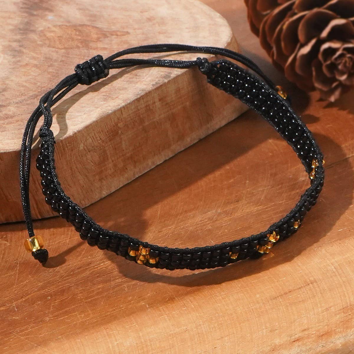 BEADED SMALL CROSS RICE BEAD BRACELET_CWMM3813